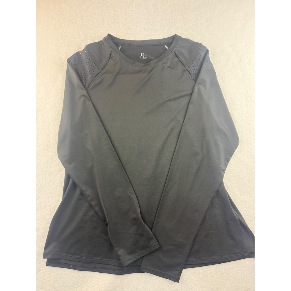 TAIL Activewear Women Black Long Sleeve Perforated Shoulder Athletic‎ Top